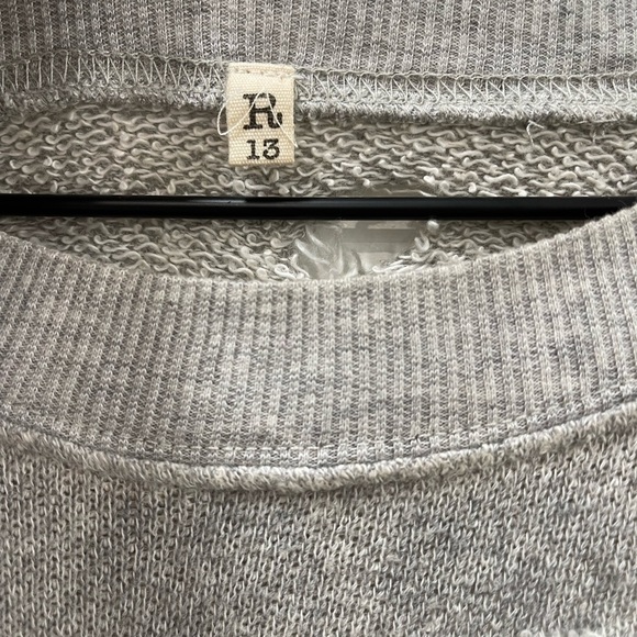 R13 Shredded Zip Side Cotton Sweatshirt Gray - Picture 6 of 6